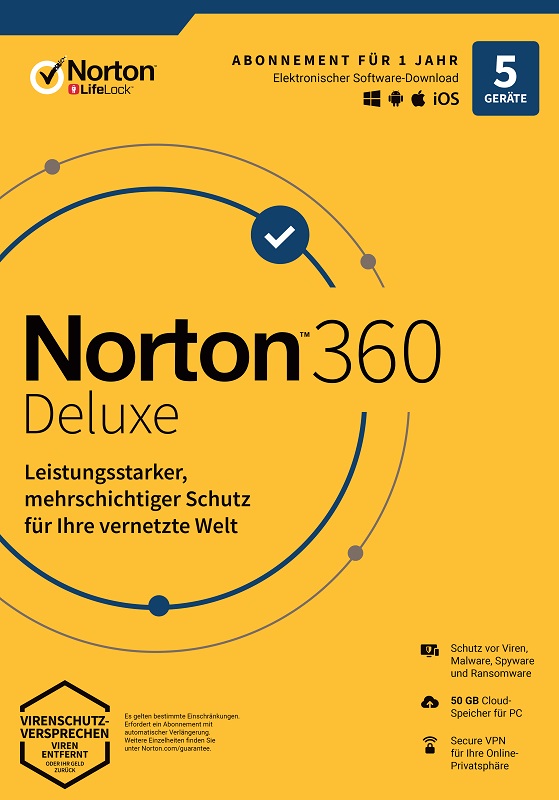 NORTON 360 DELUXE 2026 5 Geräte  1 Jahr KEIN ABO Download